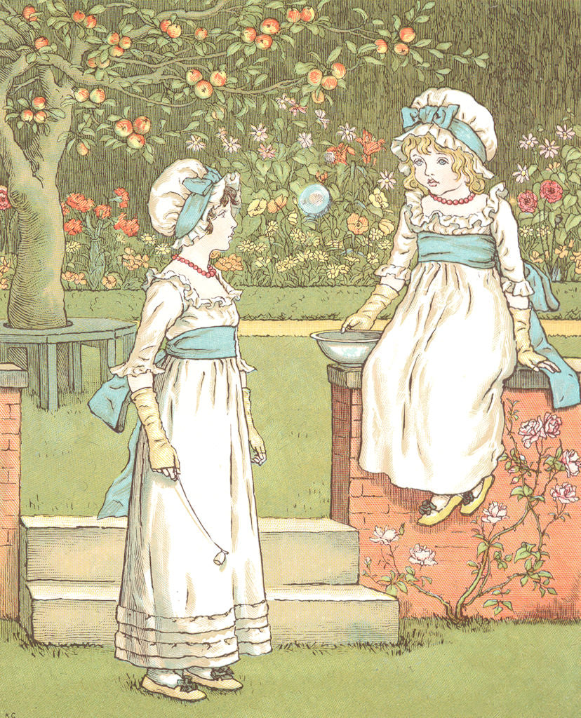 KATE GREENAWAY. Bubbles girls 1905 old antique vintage print picture